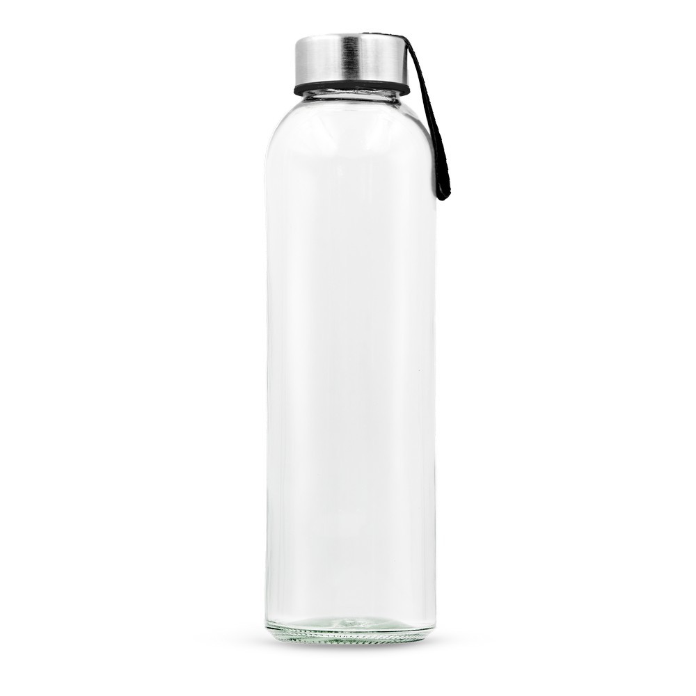 Flasche aus Glas, 500 ml, mit buntem Band in Schwarz