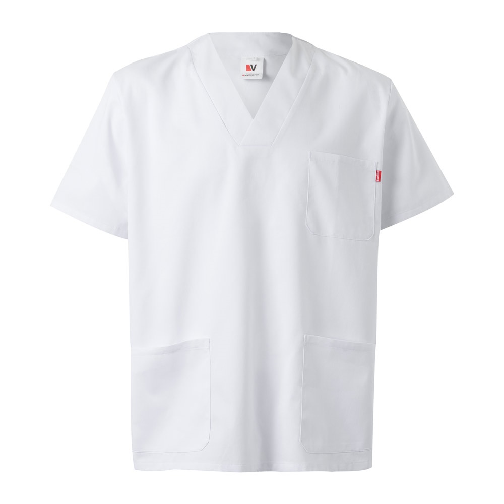 Tunika aus Twill (190g/m²) mit kurzen Ärmeln, aus Polyester (65%) und Baumwolle (35%) | VL Tlaloc – Weiß, Ansicht 2