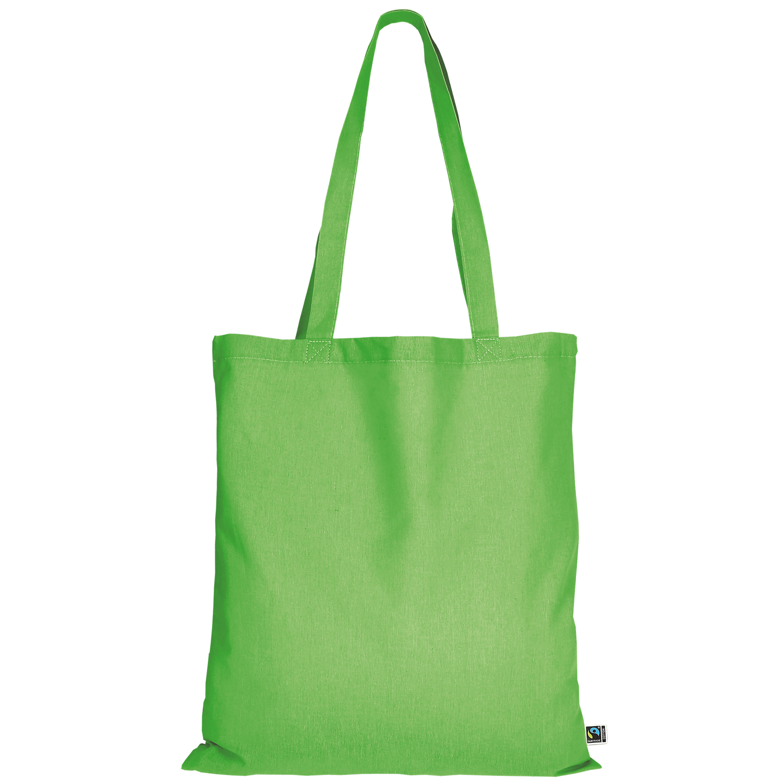 Tasche aus Fairtrade-zertifizierter Baumwolle mit zwei langen Henkeln in Hellgrün