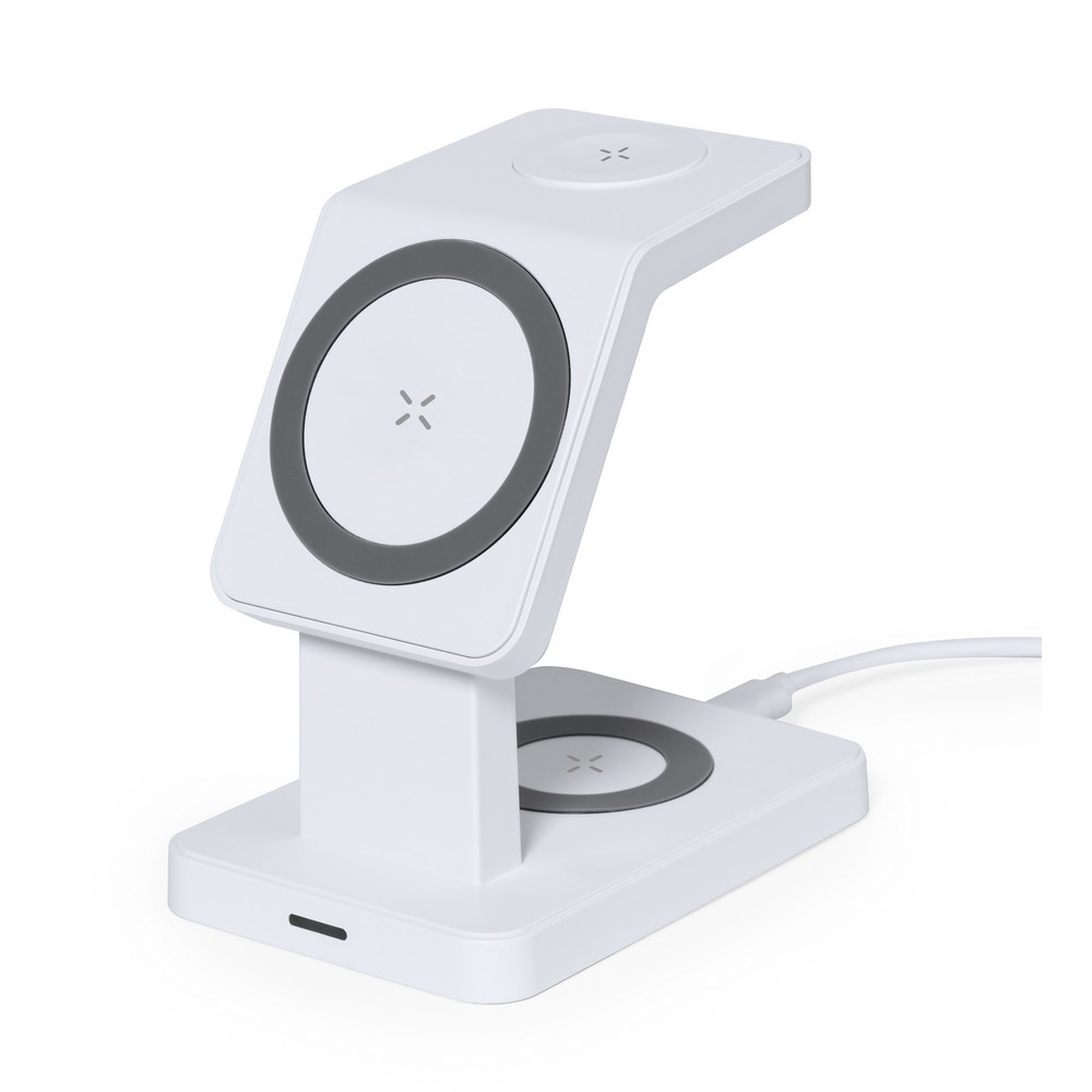 Magnetisches multifunktionales kabelloses Ladegerät 15W, Telefonständer in Weiß
