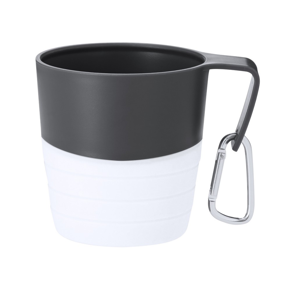 Faltbarer Reisebecher 340 ml mit Karabiner in Weiß, Ansicht 5