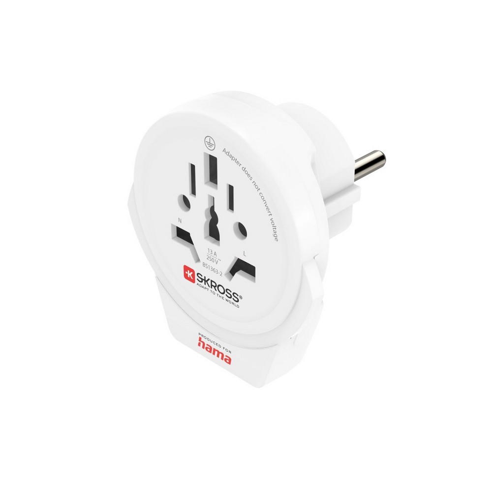 Reiseadapter Skross für Hama USB in Weiß