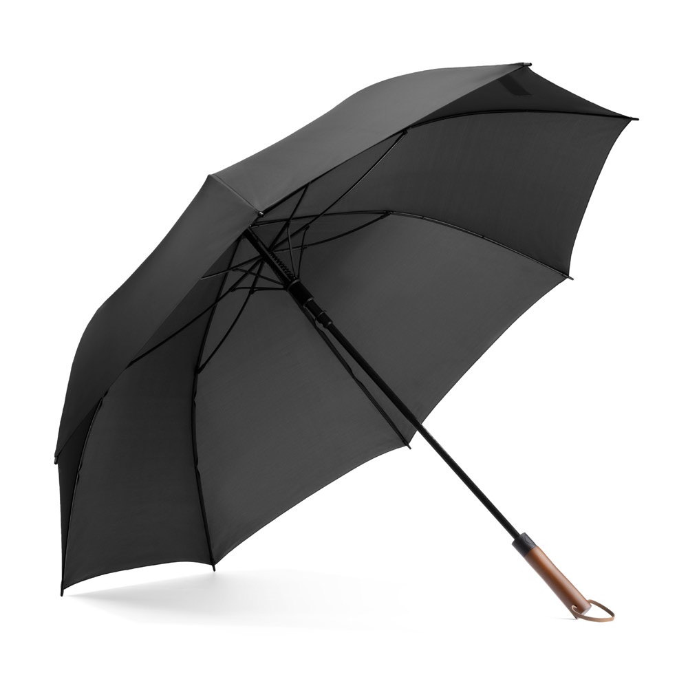 Großer (30") Pongee-Regenschirm | Mateo – Schwarz