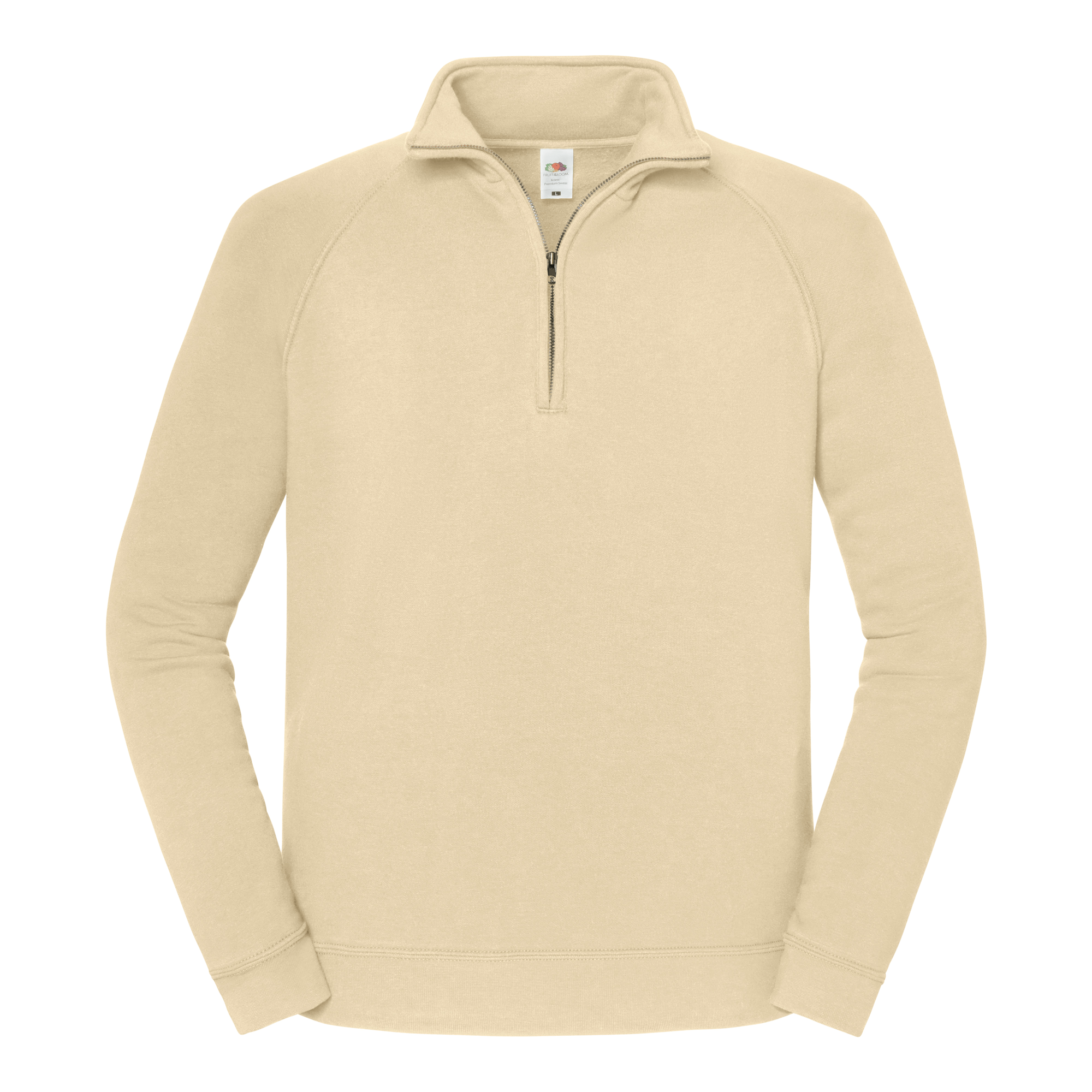 Fruit of the Loom Iconic Premium Zip Neck Sweat in Desert Sand