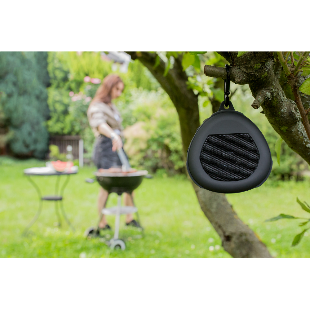 Kabelloser Lautsprecher 5W Air Gifts mit Karabinerhaken | Justice in Schwarz, Ansicht 11